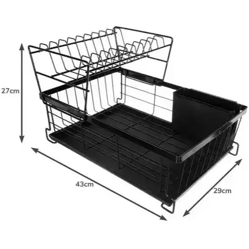 Стильна двоярусна сушарка RUHHY 19163 для посуду в стилі Лофт - з піддоном для столових приборів - фото 5