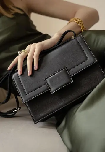 Жіноча шкіряна сумка Kelly чорна - фото 5