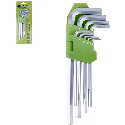 Набір шестигранних ключів Alloid вигнуті подовжені 1.5-10 мм 9 предметів (HS-0918) - фото 3