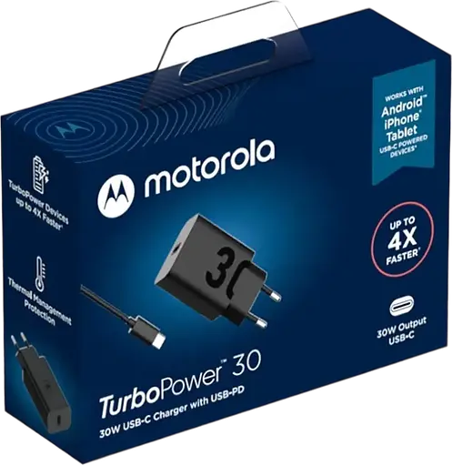 Зарядный блок адаптер 2 порта Motorola 50 W U+C + кабель USB-C (SJMC502) - фото 5