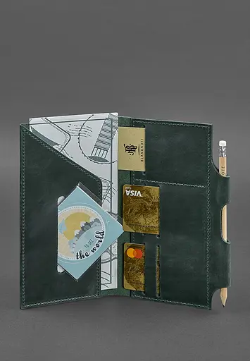 Кожаный женский тревел-кейс 3.0 зеленый с мандалой - фото 3