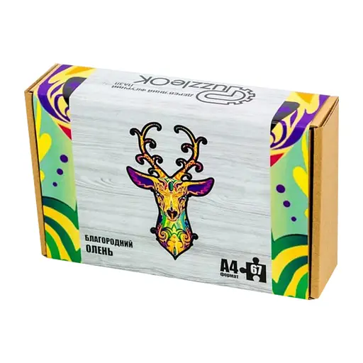 Фигурный деревянный пазл A4 Благородный Олень PuzA4-00731, 67 деталей