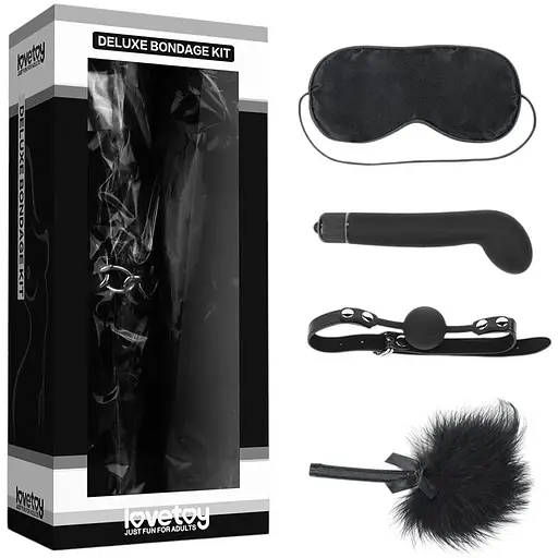 BDSM набір Lovetoy Deluxe Bondage Kit 4 шт. чорний