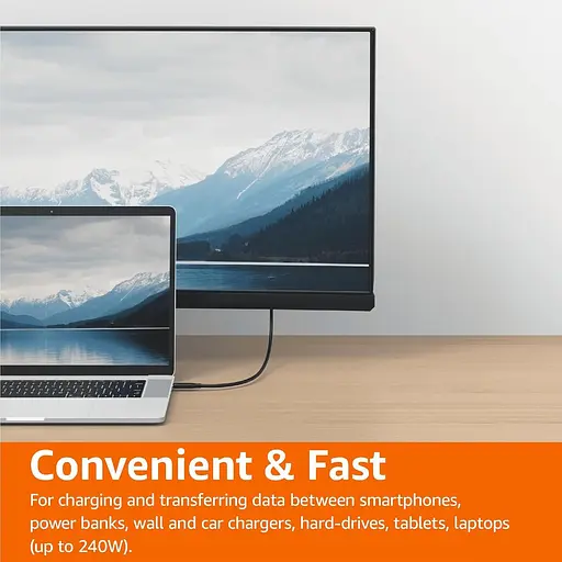 Кабель Amazon Basics USB-C to USB-C 4.0 для швидкого заряджання - фото 6