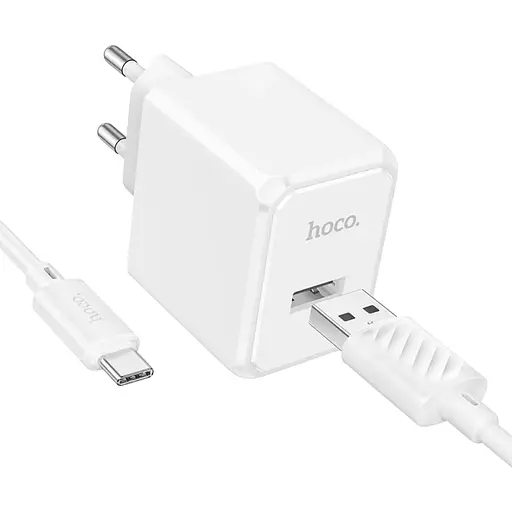 Комплект зарядного устройства Hoco CS11A 1USB 10.5W 5V/2.1A USB/Type C 1m White