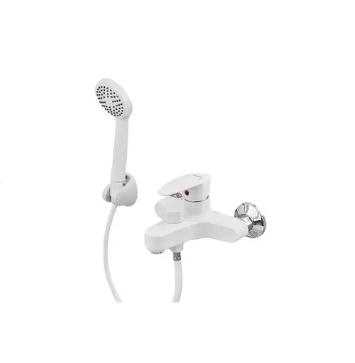 Смеситель для ванны Plamix CEZAR-009 EURO SET White, со шлангом, лейкой и кронштейном (PM0692) - фото 2