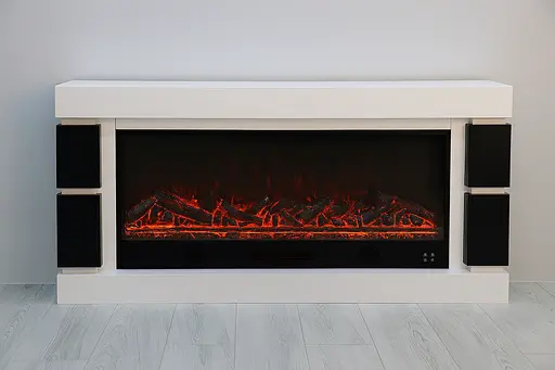 Електричний камін Logos Long 158 1500Вт Bluetooth звук потріскування дров White with black (10080146) - фото 4