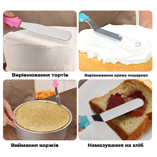Набор кондитерских шпателей скребков из нержавеющей стали для крема, мастики и выравнивания тортов (3 шт.), Kitchen Master 85274 - фото 2