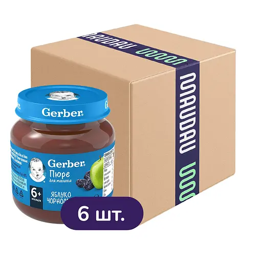Пюре Gerber Яблоко и чернослив 780 г (6 шт. х 130 г) - фото 1