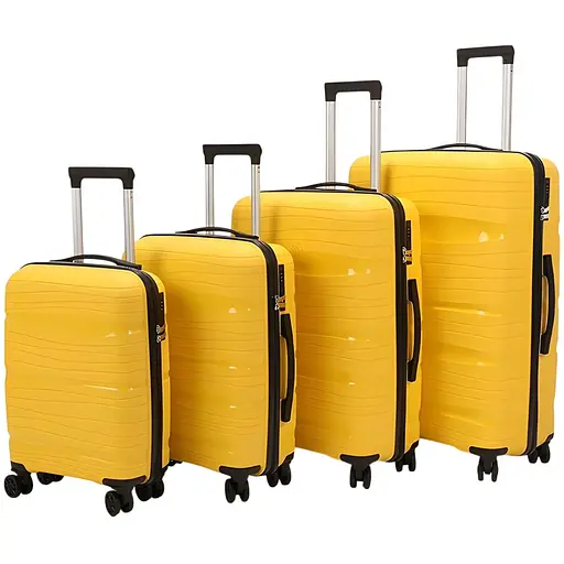 Набір валіз 4в1 ABS-пластик з кодовим замком і телескопічною ручкою жовтий (PP002)