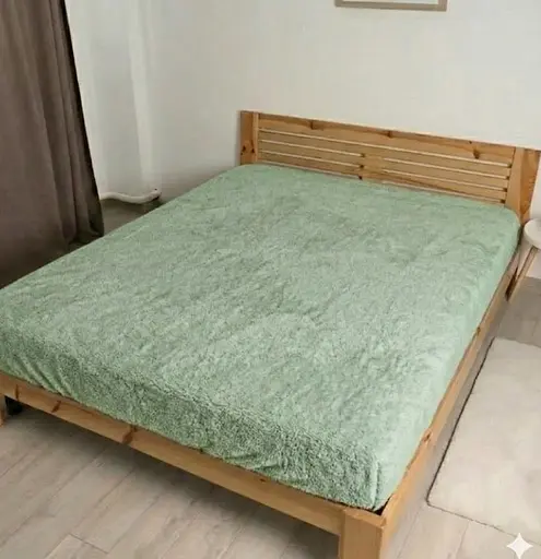 Простыня Флис Светло-зеленый теплая мягкая простыня 200 x 230 см для кровати - фото 1