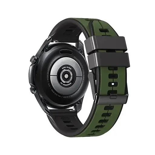 Ремінець силіконовий Tamister для годинника 22 мм хакі з чорним для Xiaomi Watch S1/S2/S3 - фото 4