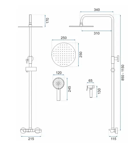 Душовя система Rea Max з термостатом та виливом black REA-P6615, Чорний - фото 7