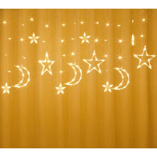 Гірлянда штора G-light бахрома Зірки і місяць 2.5 м довжина 0.6-1 м