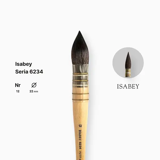 Кисть белка круглая Isabey, №12, французская вязкая, короткая ручка - фото 2