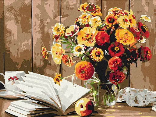 Картина за номерами на підрамнику Brushme Книжковий натюрморт