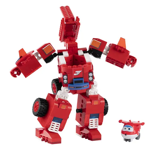 Конструктор-трансформер Super Wings Small Blocks 2-in-1 Buildable Transforming Vehicle Jett, Джетт, 293 детали (EU385005) - фото 1