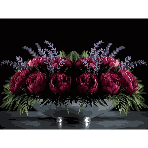 Картина по номерам Strateg Цветочное настроение на черном фоне 30х40 см (FH-38) - фото 1