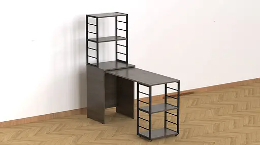 Стіл-тумба трансформер Смарт 3/2 з етажеркою Ferrum-decor 1430x1450x600 Чорний метал ДСП Дуб Сонома Трюфель 16 мм (FRD-105120) - фото 11