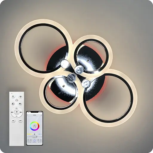 Люстра светодиодная 517 Light 3color с пультом 76Вт Хром (01370) - фото 5