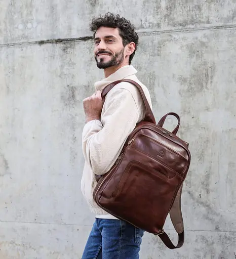 Большой кожаный рюкзак Time Resistance 30х43х15 см sum0028433 - фото 4