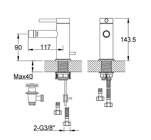Смеситель для биде Kohlman Axel Black QB130AB Черный матовый - фото 2