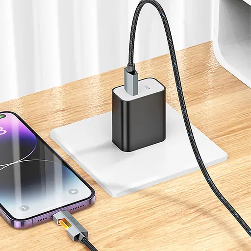 Дата кабель Hoco U123 Regent colorful 2.4A USB to Lightning (1.2m) Black - фото 4