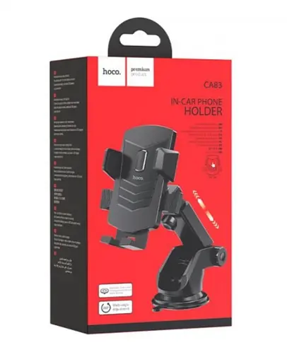 Автомобильный держатель для телефона с зажимами Hoco CA83 автодержатель для телефона на вакуумной присоске Черный - фото 5