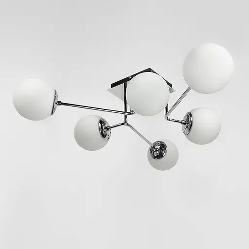 Современная люстра в хроме на 6 белых плафонов Line.F 2693/6 (new) CH+WT - фото 1