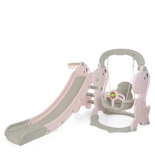 Дитяча гірка-гойдалка BAMBI YG2020-2-8 з баскетбольним кільцем, ш153-г195-в110см, рожева