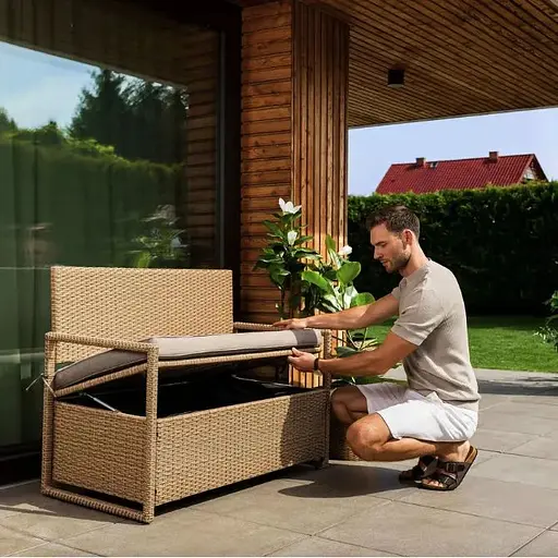 Садовая скамейка Di Volio Verbana с местом хранения бежевый - фото 2