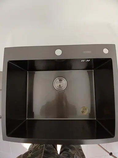 Кухонная мойка 60x50 PVD черная Platinum Handmade (сифон круглый, 3,0/0,8), Черный - фото 1