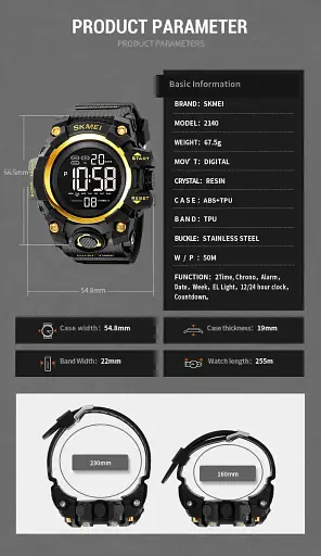 Наручний годинник Skmei 2140 Black, 2140BK (18446) - фото 12