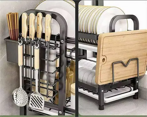 Сушарка для посуду, Органайзер для сушіння та зберігання посуду двоярусний - фото 2