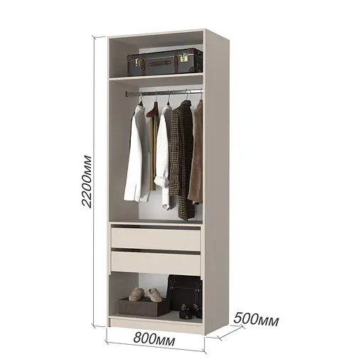 Шкаф 2-дверный MebelStar Оскар ДСП BG, блок ящиков 80x52x220 см Антрацит (MBS-4460) - фото 3