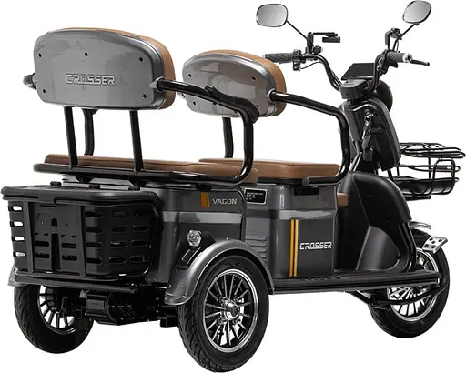 Електроскутер Триколісний 4-місний Crosser TR-4 VAGON (800W, 72V,20Ah) Сірий - фото 3
