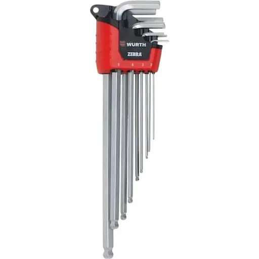 Набір ключів Wurth Г-подібних HEX з кулькою SW1.5-10 mm 9 шт. Zebra (арт. 071540 50) - фото 1