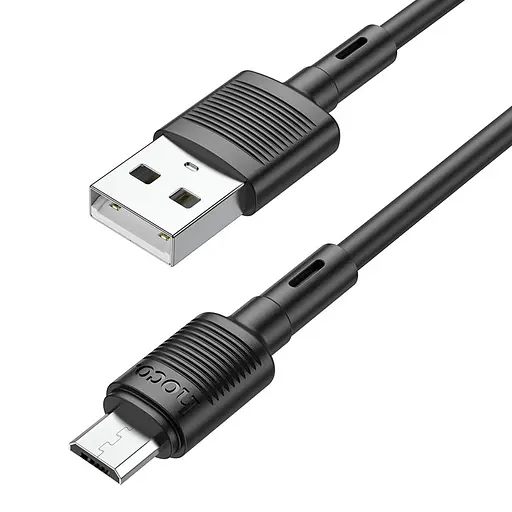 Кабель HOCO X83 USB to Micro 2.4A, 1m, PVC, PVC connectors, Black - фото 1