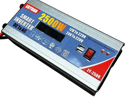 Преобразователь постоянного тока инвертор EY-2500 2500 Вт с дисплеем 12/24 В 2 USB - фото 2