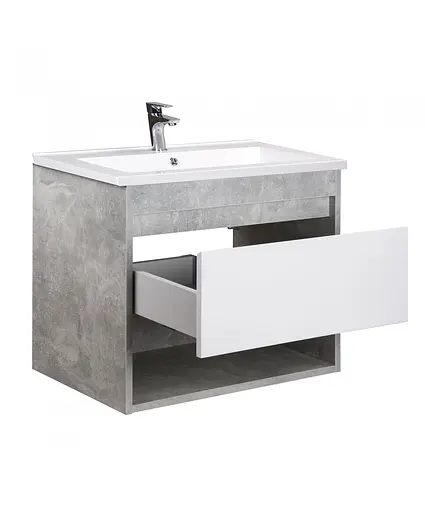 Тумба Мойдодир Oslo 70 Loft з умивальником Cosmo 70 бетон/Білий Сірий - фото 2