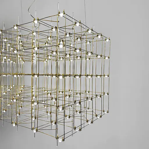 Кубічна люстра у формі паралелепіпеда 129х60х60 см | Line F | Арт. MJ201-1290*600*600 Titanium - фото 7