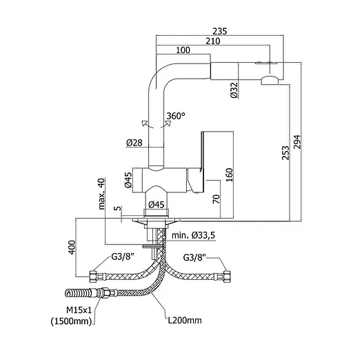 Смеситель для кухни Paffoni Ringo RIN185NO - фото 2