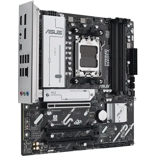 Материнська плата Asus AM5 Prime B840M-A-CSM, B840, 4xDDR5, Int.Video (CPU), 4xSATA3, 3xM.2, 1xPCI-E 4.0 x16, 2xPCI-E 3.0 x16, Realtek 7.1, Realtek 2.5Gb, 5xUSB 3.2 / 6xUSB 2.0, HDMI/2xDP, MicroATX - фото 3