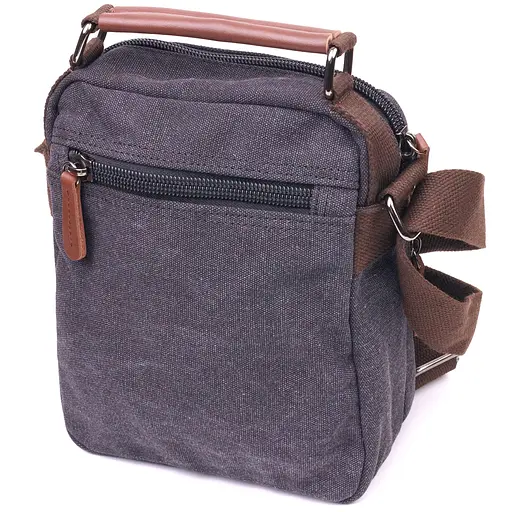 Стильна чоловіча сумка із щільного текстилю 21х24х9 см Vintage 21х24х9 см 000221887 - фото 2