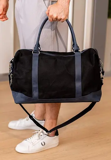 Дорожная сумка из конваса и натуральной кожи Crazy Horse темно-синяя - фото 10