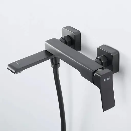 Змішувач для ванни поворотний вилив збройова сталь Frap F3284-9 Графітовий хром - фото 2