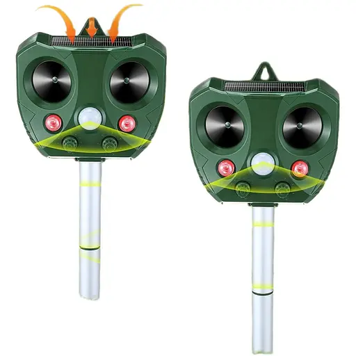 Qualirey 2 Pack Солнечный ультразвуковой репеллент от животных, USB-репеллент для кошек Открытый подвесные устройства для сдерживания