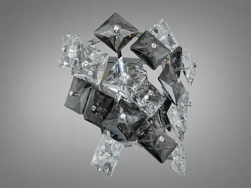 Класичне бра з кришталю на 2 лампи, кольору чорного хрому - фото 3