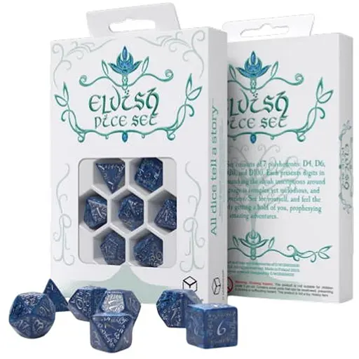 Набір кубиків Elvish Cobalt & Silver Dice Set , 7 шт. (SELV10) - фото 1