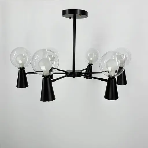 Чорна люстра ABELINA з 6-ма подвійними плафонами на 2 джерела світла Line.F YG 8006/6+6 BK - фото 4